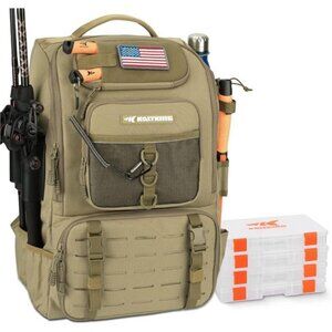 Fishing Tackle Backpack with Rod Holders 4 Tackle Boxes,40L